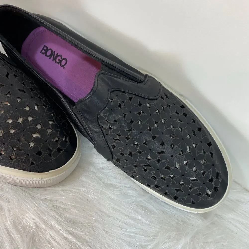 Black Bongo Lasercut Slip On Shoes size 10